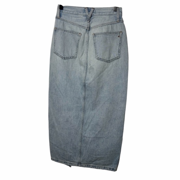 MADEWELL BLUE DENIM MIDI SKIRT WOMEN'S LONG JEAN SKIRT FRONT SLIT SIZE 23 - Picture 2 of 6